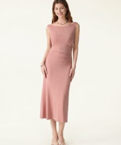 Alternative view of Elegant Boatneck Tucked Fit-and-Flare Midi Bra Dress