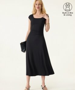 Alternative view of SkinKiss Cooling Square Neck Ruched Midi Bra Dress
