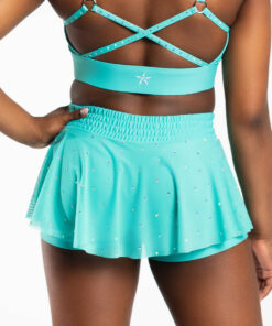 Alternative view of Mesh Overlay Skirt in Aqua