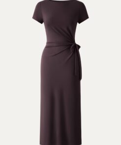 Alternative view of Cooling Wrinkle-Resistant Side Waist Tie Midi Dress with Slit
