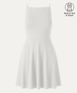 Alternative view of Stretch Ponte Square Neck Mini  A-Line Bra Dress with Pockets