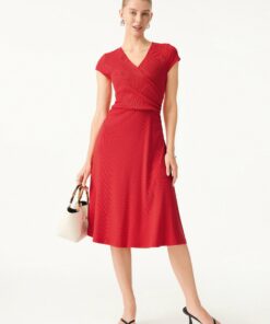 Alternative view of Stretch Cotton Surplice V-neck Cap Sleeve Midi Dress