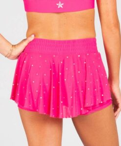 Alternative view of Mesh Overlay Skirt in Hyper Pink