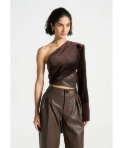 Alternative view of One Sleeve Velour Wrap Top DE30