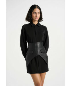 Alternative view of Black Corset Overlay Shirt Mini Dress DE2