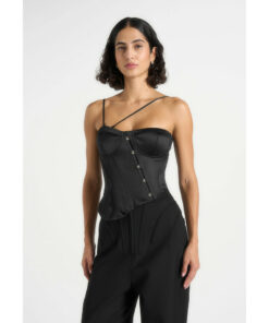 Alternative view of Fashion Asymmetric Black Corset Top DE29
