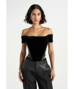 Alternative view of Leather Bardot Corset Top DE24