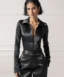 Alternative view of Office Black Satin Shirt DE19