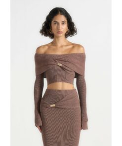 Alternative view of Asymmetric Bardot Top With Hardware Detail Set DE12