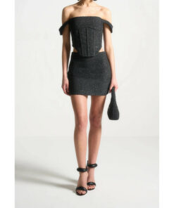 Alternative view of Black Boucle Bardot Corset Set DE15