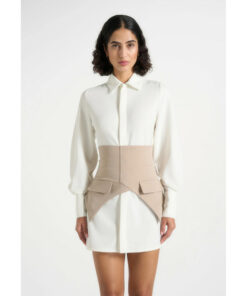 Alternative view of White Corset Overlay Shirt Mini Dress DE25