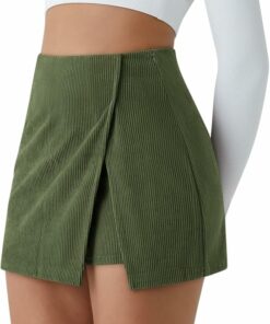 Alternative view of Army Green Corduroy Mini Skirt DE46