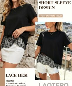 Alternative view of Black Lace Patchwork Top DE36