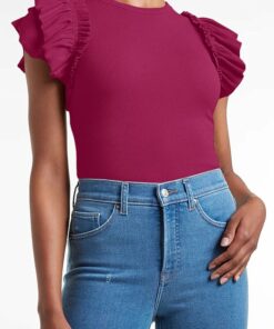 Alternative view of Pink Ruffle Short Sleeve Shirts DE40